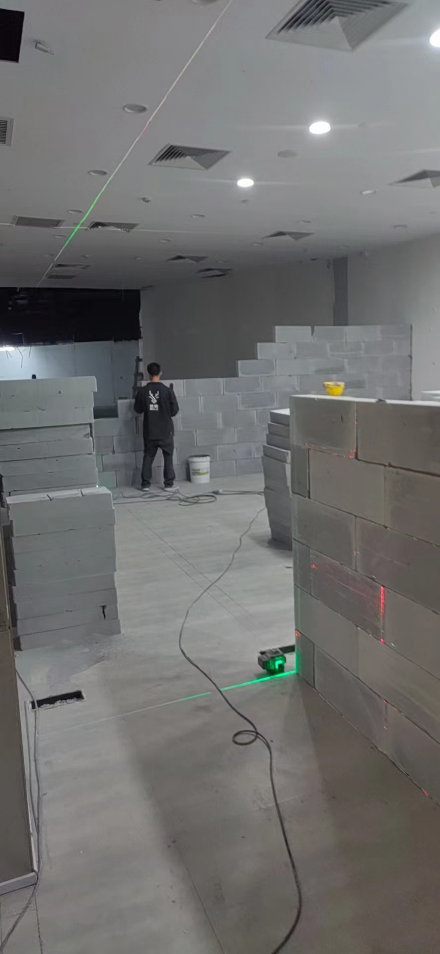 加气块隔墙现场效果图